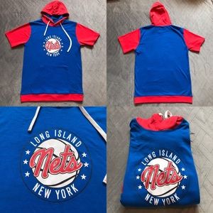 Long Island Nets Short Sleeve basketball sweatshirt Hoodie Sz S